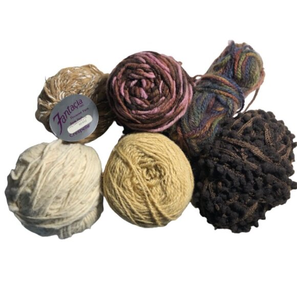 💜 2/$20 💜 Yarn Bundle - Assorted Tan and Brown some wool #1769-2 - Picture 1 of 8